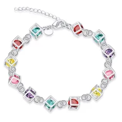 Bracelet en cubes multicolores - 925 argent sterling